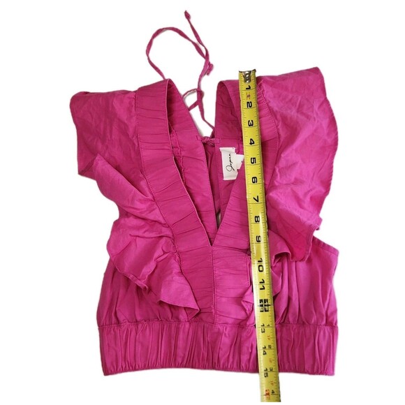 Japna 100% Cotton Pink Ruffle Crop Top Women's Sz S Boho Resort Vacation Blouse - Picture 6 of 9